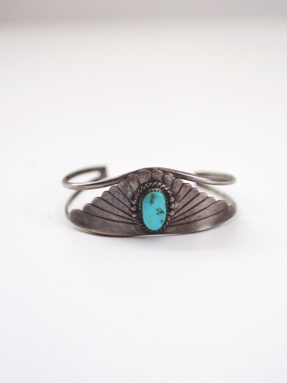 Vintage Native American Navajo Turquoise Sterling Silver Cuff Bracelet W. Begay - Picture 7 of 9